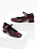 Μπαλαρίνες λουστρίνι Mary Jane Tfp - Μπορντό - thefashionproject.gr - TFP