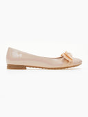 Μπαλαρίνες λουστρίνι με φιόγκο Estil - Nude - thefashionproject.gr - Estil