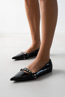 Μπαλαρίνες λουστρίνι μυτερές ERYNN - Μαύρο - thefashionproject.gr - ERYNN
