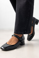 Μπαλαρίνες Mary Janes λουστρίνι με σιρίτι - Μαύρο - thefashionproject.gr - BOTEGGA 22