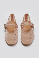 Μπαλαρίνες με διαφάνεια και στρας ERYNN - Μπεζ - thefashionproject.gr - ERYNN