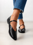 Μπαλαρίνες με λουράκι λουστρίνι - Μαύρο - thefashionproject.gr - JOIA