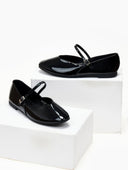 Μπαλαρίνες με λουράκι λουστρίνι - Μαύρο - thefashionproject.gr - JOIA