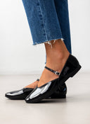 Μπαλαρίνες με λουράκι λουστρίνι - Μαύρο - thefashionproject.gr - JOIA
