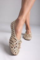 Μπαλαρίνες με πλεκτό σχέδιο Xti 144014 - Χρυσό - thefashionproject.gr - Xti Footwear