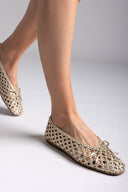 Μπαλαρίνες με πλεκτό σχέδιο Xti 144014 - Χρυσό - thefashionproject.gr - Xti Footwear