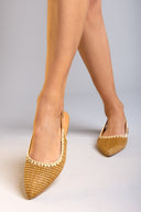Μπαλαρίνες μυτερές slingback από ψάθα ERYNN