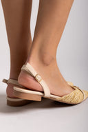 Μπαλαρίνες μυτερές από ψάθα - Μπεζ - thefashionproject.gr - MARQUIIZ
