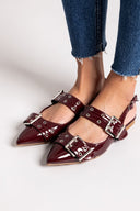 Μπαλαρίνες μυτερές λουστρίνι με τοκάδες - Burgundy - thefashionproject.gr - Ideal shoes