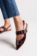Μπαλαρίνες μυτερές λουστρίνι με τοκάδες - Burgundy - thefashionproject.gr - Ideal shoes
