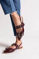 Μπαλαρίνες μυτερές λουστρίνι με τοκάδες - Burgundy - thefashionproject.gr - Ideal shoes