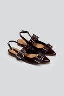Μπαλαρίνες μυτερές λουστρίνι με τοκάδες - Burgundy - thefashionproject.gr - Ideal shoes