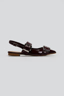 Μπαλαρίνες μυτερές λουστρίνι με τοκάδες - Burgundy - thefashionproject.gr - Ideal shoes