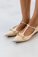 Μπαλαρίνες μυτερές λουστρίνι - Μπεζ - thefashionproject.gr - Bellamica
