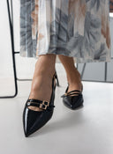 Μπαλαρίνες μυτερές λουστρίνι TFP - Μαύρο - thefashionproject.gr - TFP