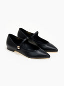 Μπαλαρίνες μυτερές Mary Janes TFP - Μαύρο - thefashionproject.gr - TFP