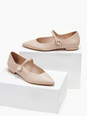 Μπαλαρίνες μυτερές Mary Janes TFP - Nude - thefashionproject.gr - TFP