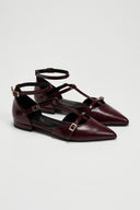 Μπαλαρίνες μυτερές με μπαρέτα Tfp - Burgundy - thefashionproject.gr - TFP