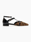 Μπαλαρίνες μυτερές με ponyskin TFP - Μαύρο/Μπεζ - thefashionproject.gr - TFP