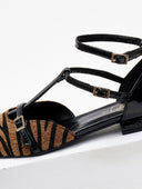 Μπαλαρίνες μυτερές με ponyskin TFP - Μαύρο/Μπεζ - thefashionproject.gr - TFP