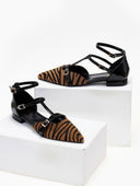 Μπαλαρίνες μυτερές με ponyskin TFP - Μαύρο/Μπεζ - thefashionproject.gr - TFP