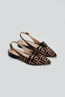 Μπαλαρίνες μυτερές με print TFP - Καφέ - thefashionproject.gr - TFP