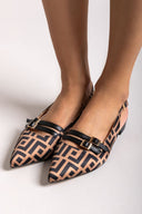 Μπαλαρίνες μυτερές με print TFP - Καφέ - thefashionproject.gr - TFP