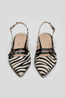 Μπαλαρίνες μυτερές με print TFP - Μπεζ/Μαύρο - thefashionproject.gr - TFP