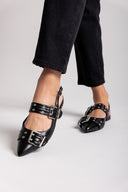 Μπαλαρίνες μυτερές με τοκάδες - Μαύρο - thefashionproject.gr - Ideal shoes