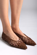 Μπαλαρίνες μυτερές πλεκτές CORINA - Καφέ - thefashionproject.gr - CORINA