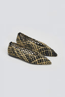 Μπαλαρίνες μυτερές πλεκτές CORINA - Μαύρο/Μπεζ - thefashionproject.gr - CORINA