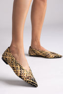 Μπαλαρίνες μυτερές πλεκτές CORINA - Μαύρο/Μπεζ - thefashionproject.gr - CORINA