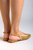 Μπαλαρίνες μυτερές slingback από ψάθα ERYNN - Κάμελ - thefashionproject.gr - ERYNN - 23492008002