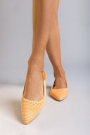 Μπαλαρίνες μυτερές slingback από ψάθα ERYNN - Ροδακινί - thefashionproject.gr - ERYNN - 23492093002