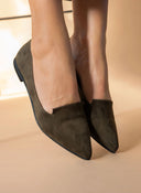 Μπαλαρίνες μυτερές suede Estil - Λαδί - thefashionproject.gr - Estil