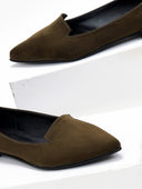 Μπαλαρίνες μυτερές suede Estil - Λαδί - thefashionproject.gr - Estil