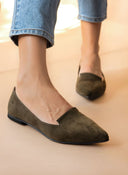 Μπαλαρίνες μυτερές suede Estil - Λαδί - thefashionproject.gr - Estil