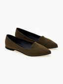Μπαλαρίνες μυτερές suede Estil - Λαδί - thefashionproject.gr - Estil