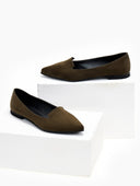 Μπαλαρίνες μυτερές suede Estil - Λαδί - thefashionproject.gr - Estil