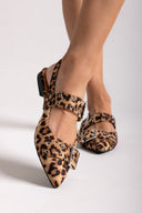 Μπαλαρίνες μυτερές suede με τοκάδες - Leopard - thefashionproject.gr - Ideal shoes - 23397032002