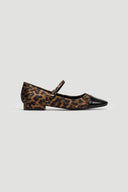 Μπαλαρίνες σατέν με λουράκι και print - Leopard - thefashionproject.gr - JOIA