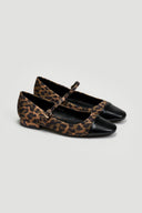 Μπαλαρίνες σατέν με λουράκι και print - Leopard - thefashionproject.gr - JOIA