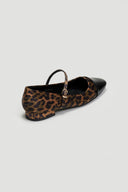 Μπαλαρίνες σατέν με λουράκι και print - Leopard - thefashionproject.gr - JOIA
