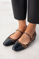 Μπαλαρίνες σατέν με λουράκι και print - Leopard - thefashionproject.gr - JOIA