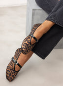 Μπαλαρίνες σατέν με print και στρας - Leopard - thefashionproject.gr - JOIA