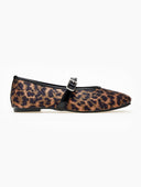 Μπαλαρίνες σατέν με print και στρας - Leopard - thefashionproject.gr - JOIA