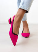Μπαλαρίνες suede με ανοιχτή φτέρνα AZAREY - Φούξια - thefashionproject.gr - AZAREY