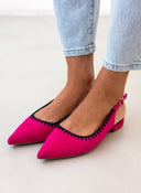 Μπαλαρίνες suede με ανοιχτή φτέρνα AZAREY - Φούξια - thefashionproject.gr - AZAREY