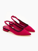 Μπαλαρίνες suede με ανοιχτή φτέρνα AZAREY - Φούξια - thefashionproject.gr - AZAREY