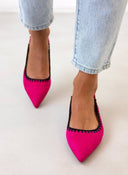 Μπαλαρίνες suede με ανοιχτή φτέρνα AZAREY - Φούξια - thefashionproject.gr - AZAREY